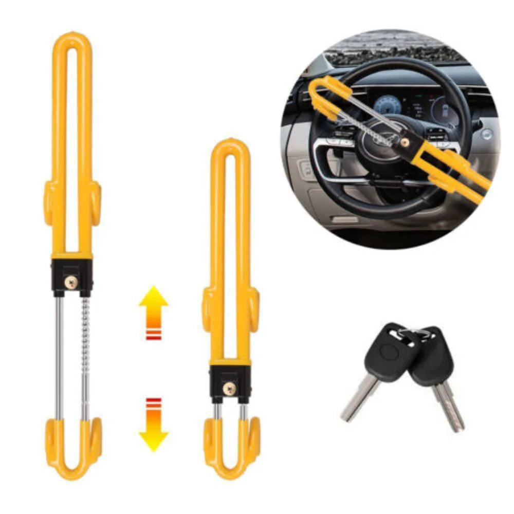 Steering Wheel Lock Heavy Duty Twin Bar Car Van Security Anti Theft 2 Keys
