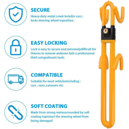Steering Wheel Lock Heavy Duty Twin Bar Car Van Security Anti Theft 2 Keys