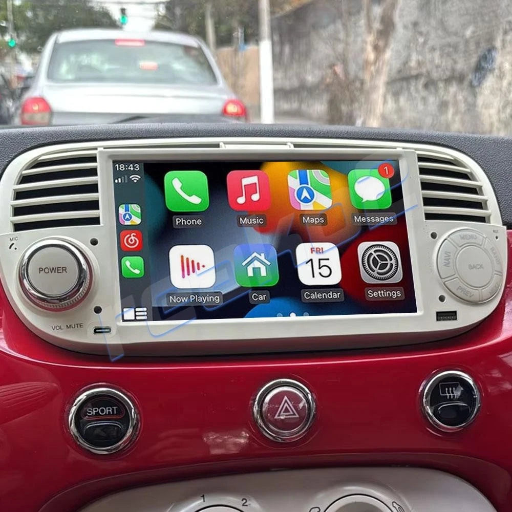 7" Fiat 500 2007-2015 Apple Carplay Android Auto Screen